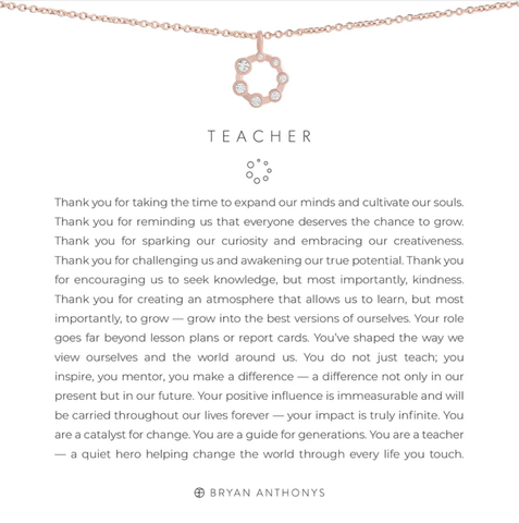 Teacher Sentiment Necklace