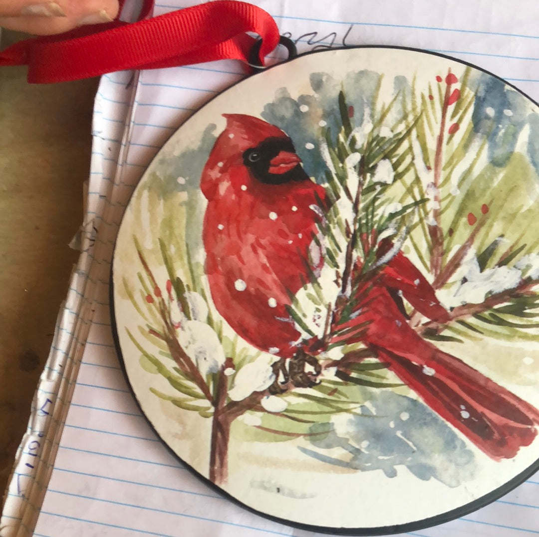 Cardinal round ornament