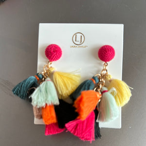 Colorful Fringe Dangle Earrings
