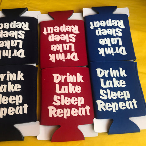 Drink lake repeat can cooler assorted colors