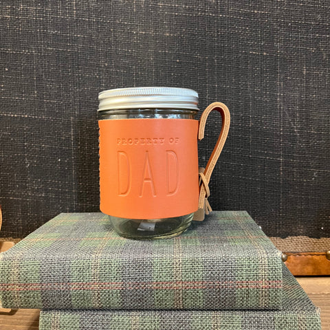 Property of dad leather sleeve mug