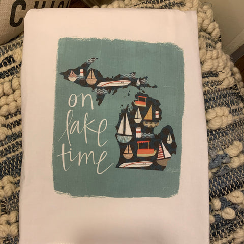 On Lake Time Tea Towel