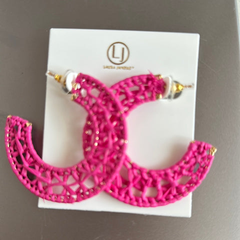 Pink Half Hoop Earrings