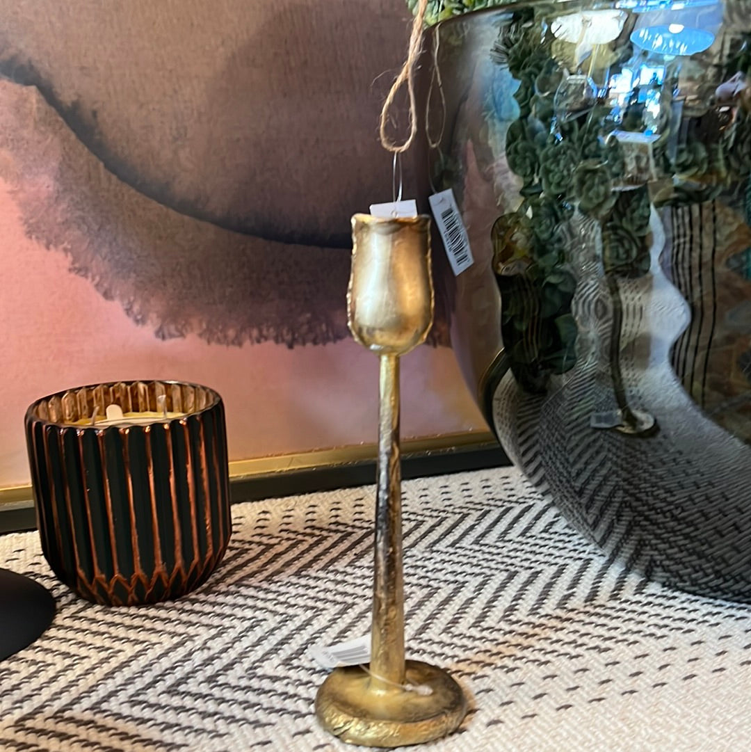 Small Brass candlestick 2.5” x 2.25” x 7.5”