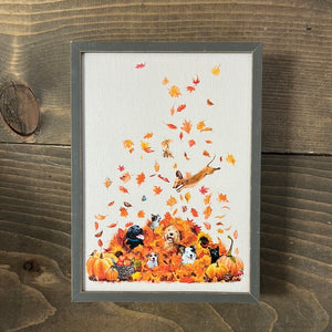 Dogs In Leaves 5 x 7