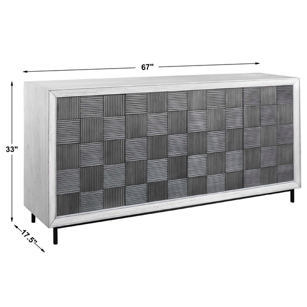 Checkerboard 4 Door cabinet 67” x 33”h x 18”d
