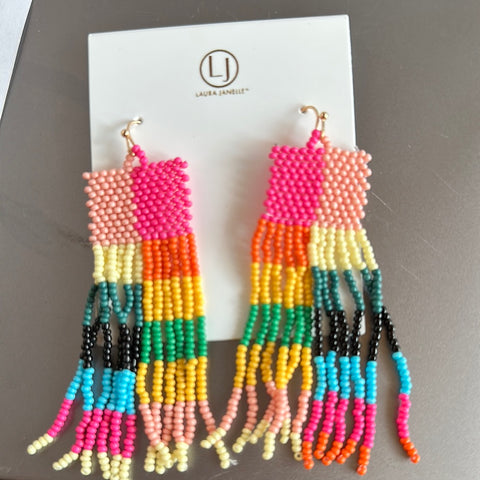 Multicolor Fringe Earrings