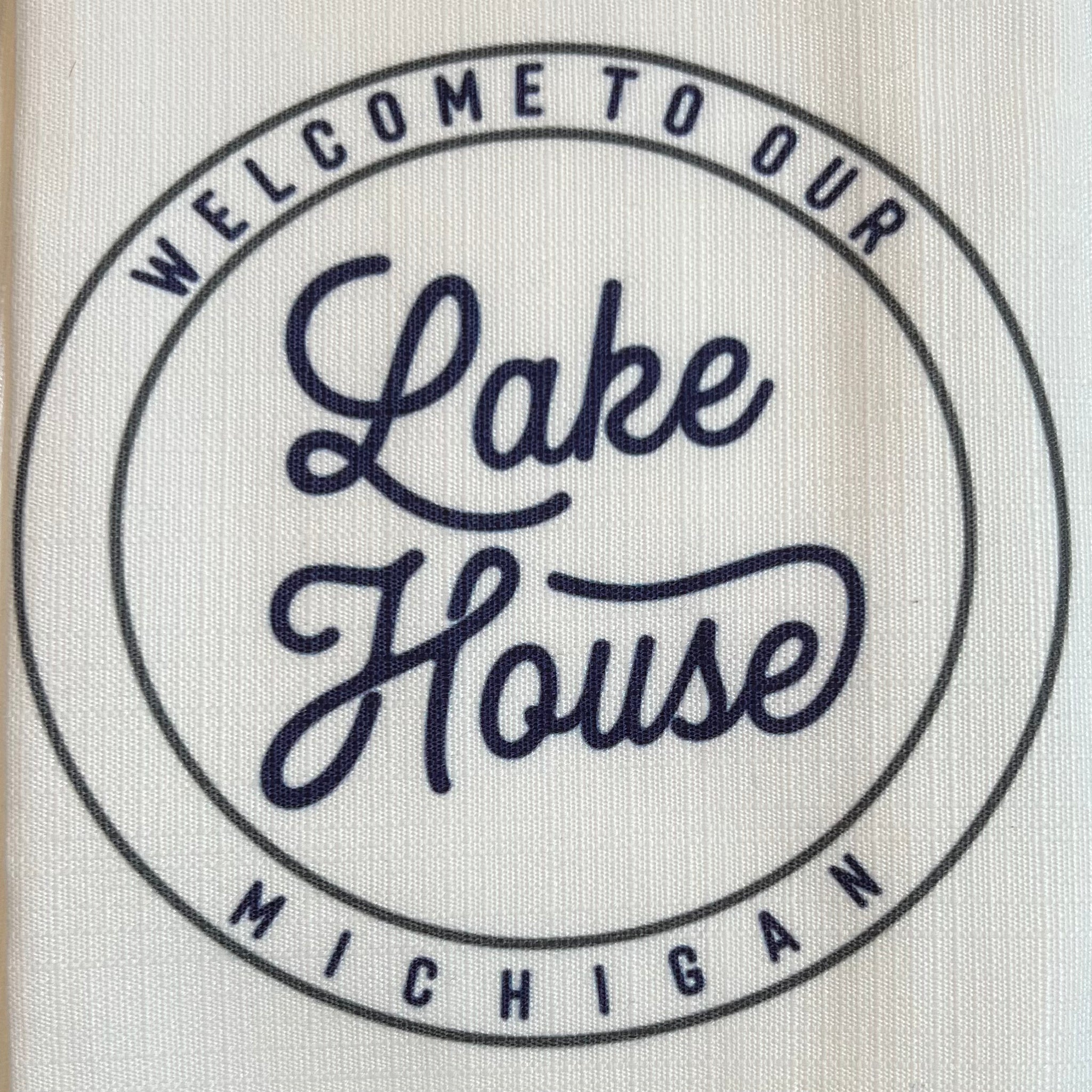 Welcome To Our Lake House Tea Towel