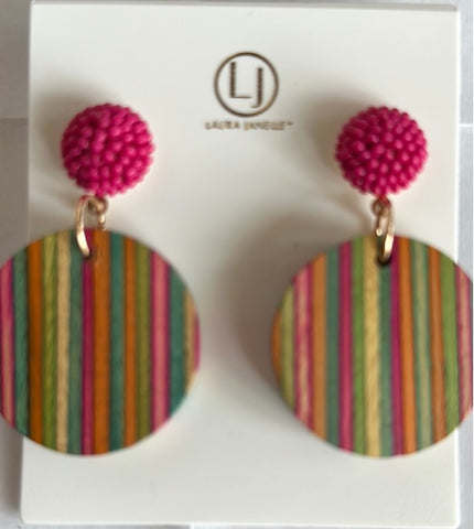 Stripe round earring