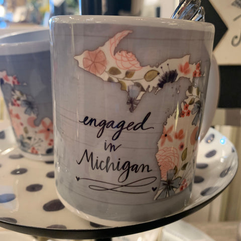 Engaged in Michigan Ceramic Mug