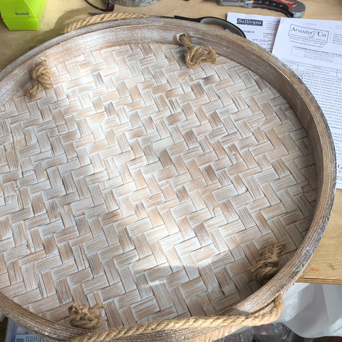 Woven bamboo tray large