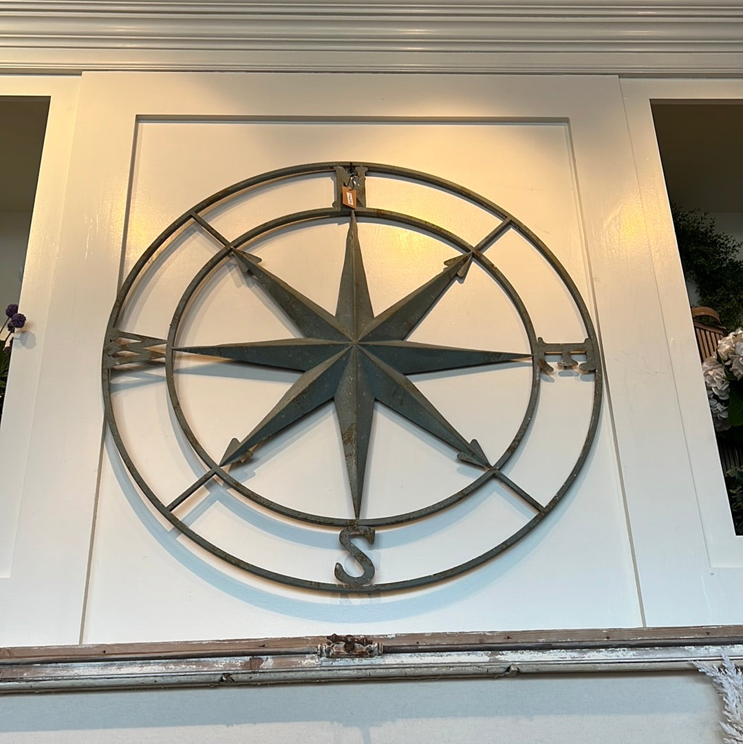 Metal Compass Wall Art 36”