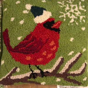 Cardinal with snowflake pillow