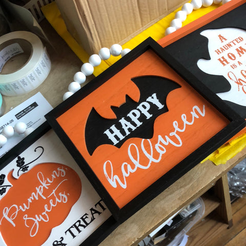 Halloween wood plaque with beads