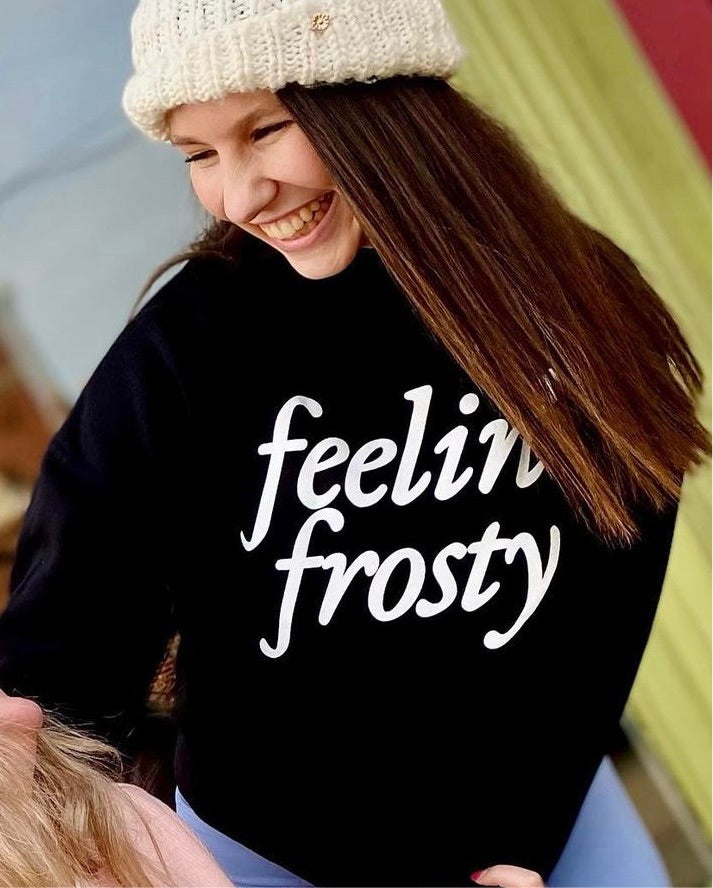 Black Feeling Frosty Ribbed Crewneck