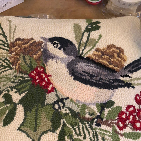 Winter chickadee pillow
