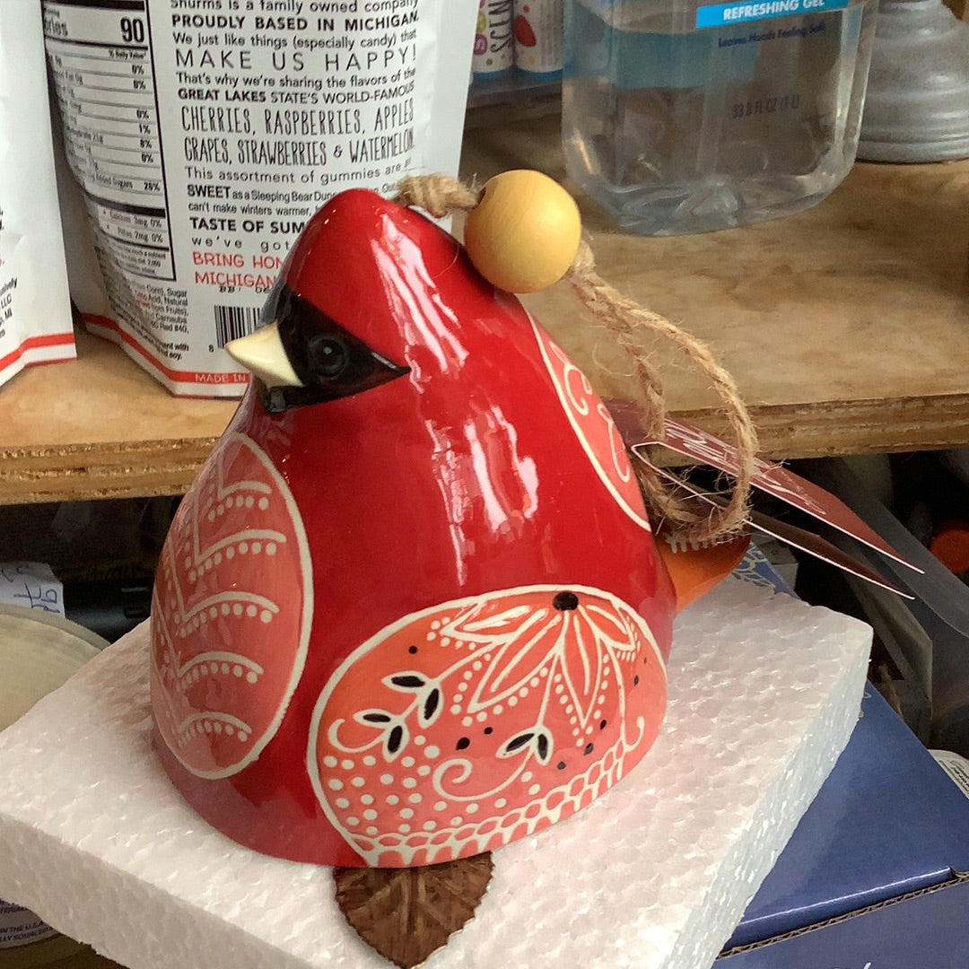 Cardinal ceramic Bell - bird song