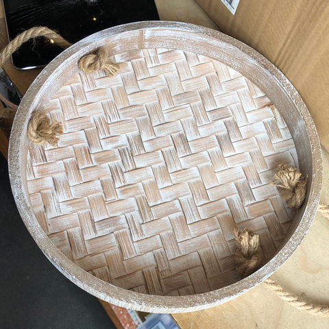 Woven bamboo tray small