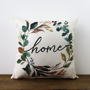 Home Wreath Corded Pillow