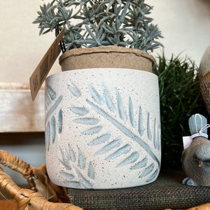 Leaf imprinted planter - 31/2 x 4”