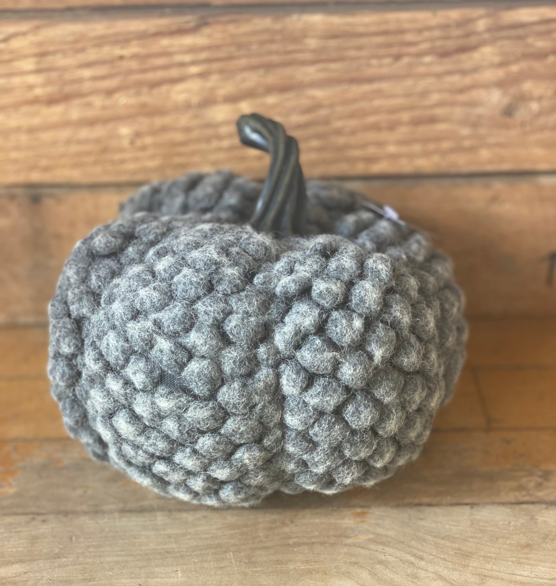 Gray Pom Pom Pumpkin 7"