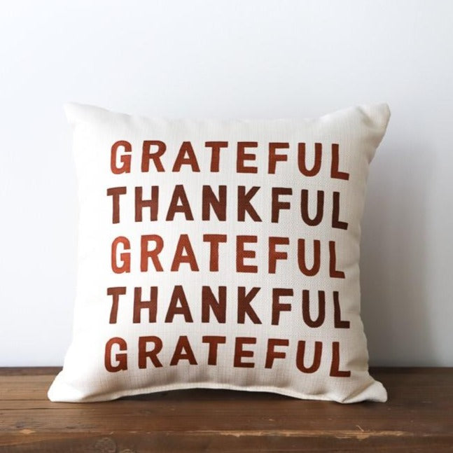 Grateful Thankful Corded Pillow